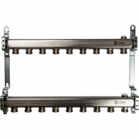 Коллектор из нержавеющей стали STOUT для радиаторной разводки 9 вых.