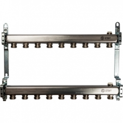 Коллектор из нержавеющей стали STOUT для радиаторной разводки 9 вых.