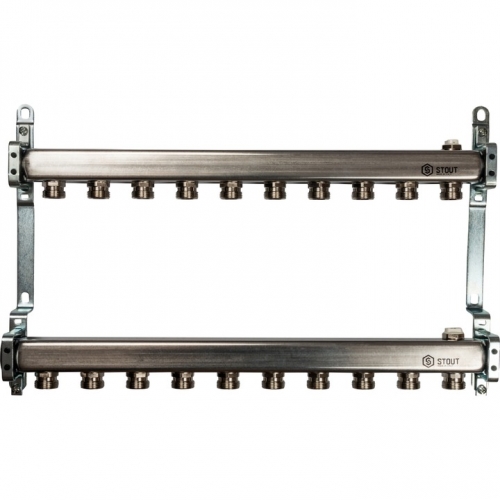 Коллектор из нержавеющей стали STOUT для радиаторной разводки 10 вых. купить в интернет магазине Санрай73