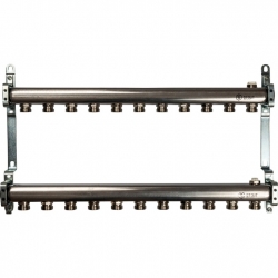 Коллектор из нержавеющей стали STOUT для радиаторной разводки 11 вых.