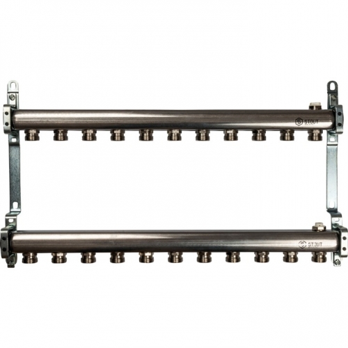 Коллектор из нержавеющей стали STOUT для радиаторной разводки 11 вых. купить в интернет магазине Санрай73
