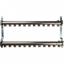 Коллектор из нержавеющей стали STOUT для радиаторной разводки 12 вых.