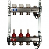 Коллекторная группа Stout SMS-0927 1"х3/4" 3 выхода, с расходомерами