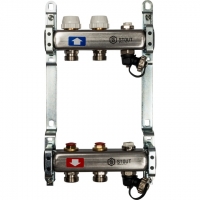 Коллектор из нержавеющей стали STOUT без расходомеров, с клапаном вып. воздуха и сливом 2 вых.