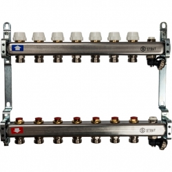 Коллектор из нержавеющей стали STOUT без расходомеров, с клапаном вып. воздуха и сливом 7 вых.