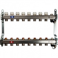 Коллектор из нержавеющей стали STOUT без расходомеров, с клапаном вып. воздуха и сливом 8 вых.