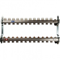 Коллектор из нержавеющей стали STOUT без расходомеров, с клапаном вып. воздуха и сливом 12 вых.