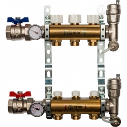 Распределительный коллектор из латуни STOUT без расходомеров 3 вых.