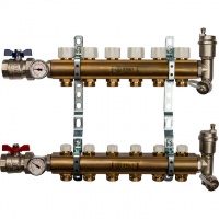 Распределительный коллектор STOUT из латуни без расходомеров 6 вых.