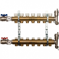 Распределительный коллектор STOUT из латуни без расходомеров 7 вых.