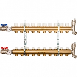 Распределительный коллектор из латуни STOUT без расходомеров 10 вых.