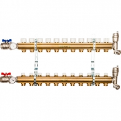 Распределительный коллектор из латуни STOUT без расходомеров 11 вых.
