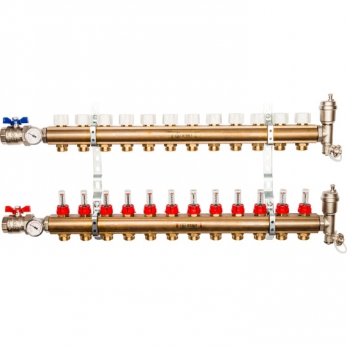 Распределительный коллектор STOUT из латуни с расходомерами 12 вых. купить в интернет магазине Санрай73