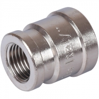 Муфта латунная переходная Stout 3/8"вр х 1/4"вр никелированная