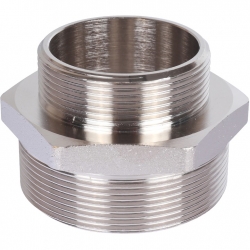 Ниппель латунный переходной Stout 2 1/2"нр х 2"нр никелированный