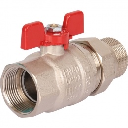 Кран шаровой полнопроходной STOUT с "американкой", ВР/НР, ручка бабочка 1 1/4 (EPDM)