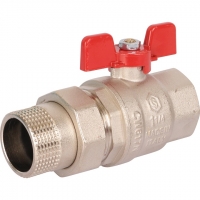 Кран шаровой полнопроходной STOUT с "американкой", ВР/НР, ручка бабочка 1 1/4 (EPDM)