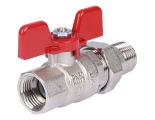 Кран шаровой со сгоном 1/2"ВР/НР Stout EPDM прямой бабочка красная