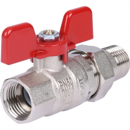 Кран шаровой со сгоном 1/2"ВР/НР Stout EPDM прямой бабочка красная