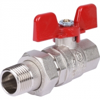 Кран шаровой со сгоном 1/2"ВР/НР Stout EPDM прямой бабочка красная