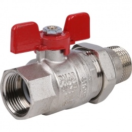 Кран шаровой полнопроходной с "американкой", ВР/НР, STOUT ручка бабочка 1 (EPDM)
