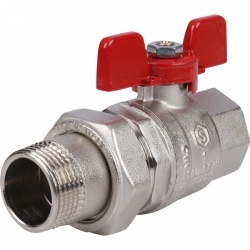 Кран шаровой полнопроходной с "американкой", ВР/НР, STOUT ручка бабочка 1 (EPDM)