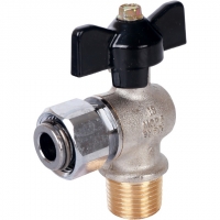 Кран шаровой с накидной гайкой 1/2"НР х 1/2" Stout угловой бабочка черная