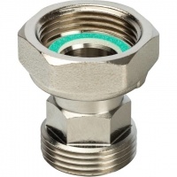 Разъемное соединение 3/4" с плоским уплотнением и обратным клапаном, никелированное STOUT