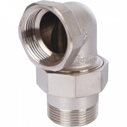 Разъемное угловое соединение американка Stout 1 1/4"вр х 1 1/4"нр никелированное, уплотнение o-ring