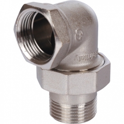 Разъемное угловое соединение американка Stout 1"вр х 1"нр никелированное