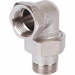 Разъемное угловое соединение американка Stout 3/4"вр х 3/4"нр никелированное