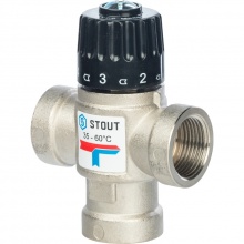 Термостатический смесительный клапан STOUT для систем отопления и ГВС 3/4" ВР 35-60°С KV 1,6