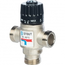 Термостатический смесительный клапан STOUT для систем отопления и ГВС 3/4" НР 35-60°С KV 1,6