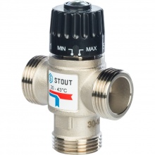 Термостатический смесительный клапан STOUT для систем отопления и ГВС. G 1/4 НР 20-43°С KV 2,5