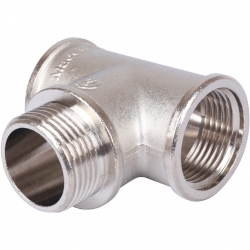 Тройник латунный Stout 1"вр х 1"нр х 1"вр никелированный