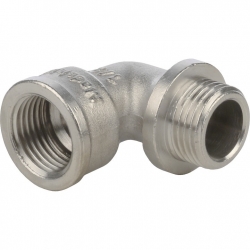 Угольник латунный Stout 1/4"вр х 1/4"нр с упором никелированный