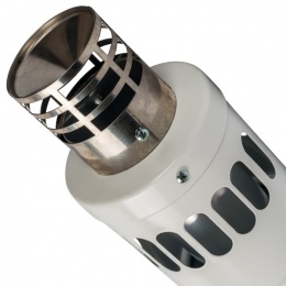 Конечный участок дымохода 900 мм DN60/100 для горизонт.прохода через стену с оголовком из нерж. стали STOUT