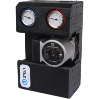 Насосная группа STOUT SDG-0001 с прямым контуром 3/4" с насосом Grundfos UPSO 15-65 130 в теплоизоляции