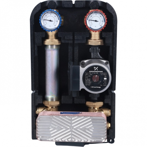 Насосная группа STOUT SDG-0038 с теплообменником 18 пластин,с насосом Grundfos UPSO 25-65 в теплоизоляции купить в интернет магазине Санрай73