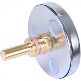 Термометр биметаллический STOUT SIM-003 с погружной гильзой. Корпус Dn 80 мм, гильза 50 мм, резьба с самоуплотнением 1/2", 0...120°С