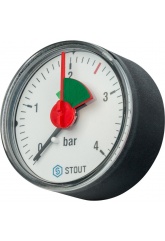 Манометр аксиальный Stout 50мм, 4bar, 1/4", класс 2.5, с указателем предела