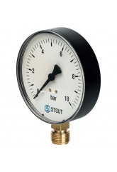 Манометр радиальный Stout 100мм, 10bar, 1/2", класс 2.5