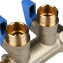 Коллектор распределительный Stout SMB-6201 3/4"х1/2" с 2 отводами, шаровые краны синие ручки