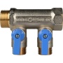Коллектор распределительный Stout SMB-6201 3/4"х1/2" с 2 отводами, шаровые краны синие ручки