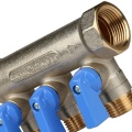 Коллектор распределительный Stout SMB-6201 3/4"х1/2" с 3 отводами, шаровые краны синие ручки