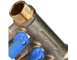 Коллектор распределительный Stout SMB-6201 3/4"х1/2" с 3 отводами, шаровые краны синие ручки