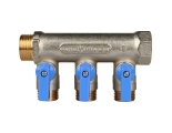 Коллектор распределительный Stout SMB-6201 3/4"х1/2" с 3 отводами, шаровые краны синие ручки