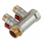 Коллектор распределительный Stout SMB-6200 3/4"х1/2" с 2 отводами, шаровые краны красные ручки