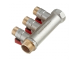 Коллектор распределительный Stout SMB-6200 3/4"х1/2" с 3 отводами, шаровые краны красные ручки