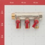 Коллектор распределительный Stout SMB-6200 3/4"х1/2" с 3 отводами, шаровые краны красные ручки